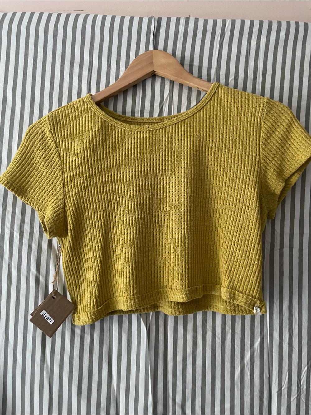 Yellow Waffley Knit Crop Top